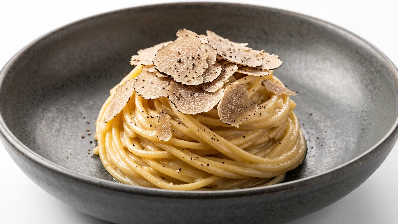 Spaghetti Artigianali al Burro Fuso e Tartufo Nero Scorzone